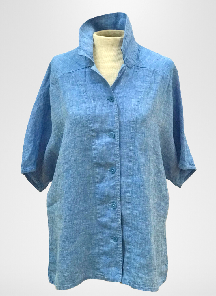 Lauren Shirt, shown in Ocean Yarn Dye.  100% Linen.