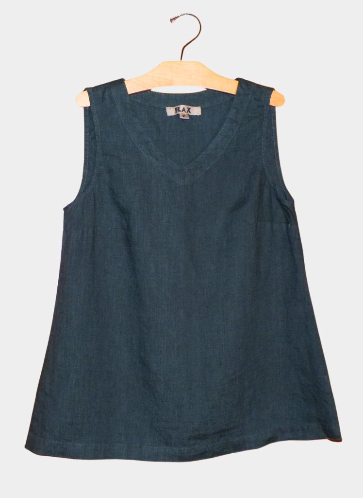 Gem Tank, shown in Steel Blue.  100% European Linen, Machine Washable.