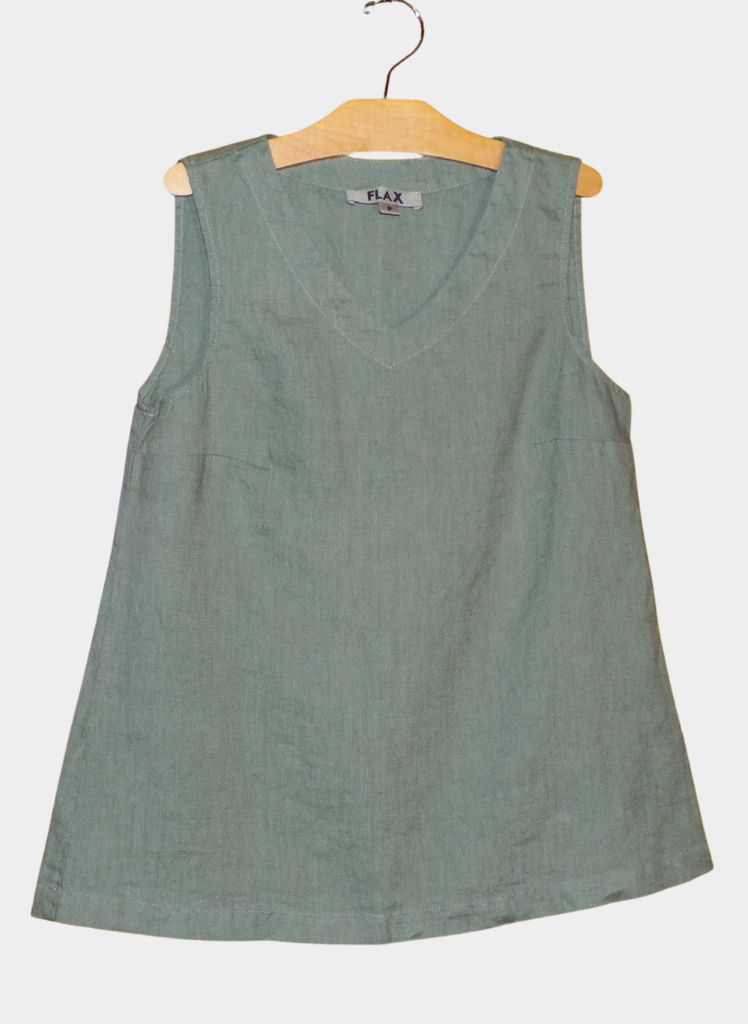 Gem Tank, shown in Eucalyptus.  100% European Linen, Machine Washable.
