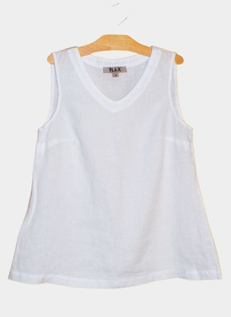 Gem Tank, shown in solid White.  100% European Linen, Machine Washable.