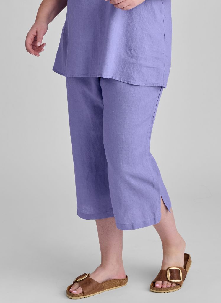 Push Out’s, shown in Iris, size Medium. 100% European Linen.