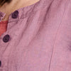Zoom on the 2-toned Berry Yarn Dye fabric, 100% Linen with Corozo buttons dyed to coordinate.