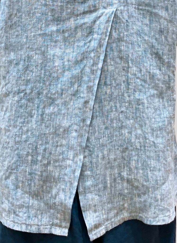 Back Slit Tee, shown in Dark Teal Yarn Dye, Featuring Back Slit detail on the reverse.