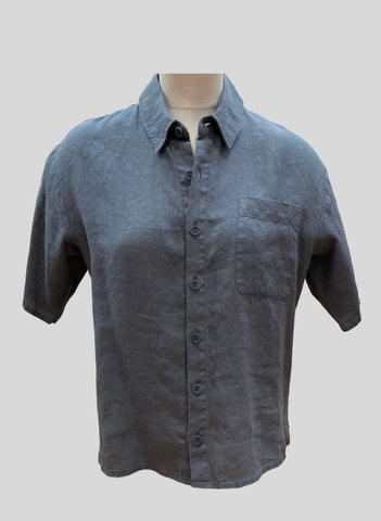 Cherished Shirt, shown in Slate. 100% Medium-weight European Linen.