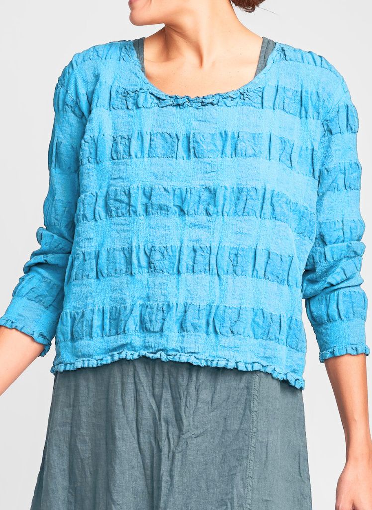 Cropped Pullover, shown in Blue Raspberry, size Small.