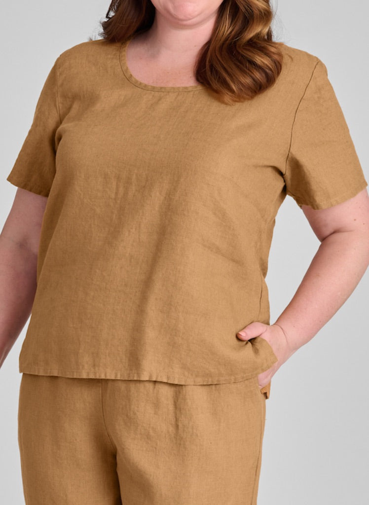 Fundamental Tee, shown in Ginger, size Medium. 100% European Linen.