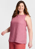 Layer Tank, shown in Red Currant Stripe. Model is 5'9" tall, wearing size Medium.