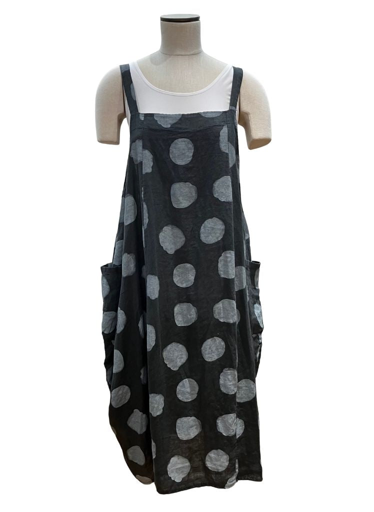 Sleeveless Dot Dress, shown layered over a White Tank.