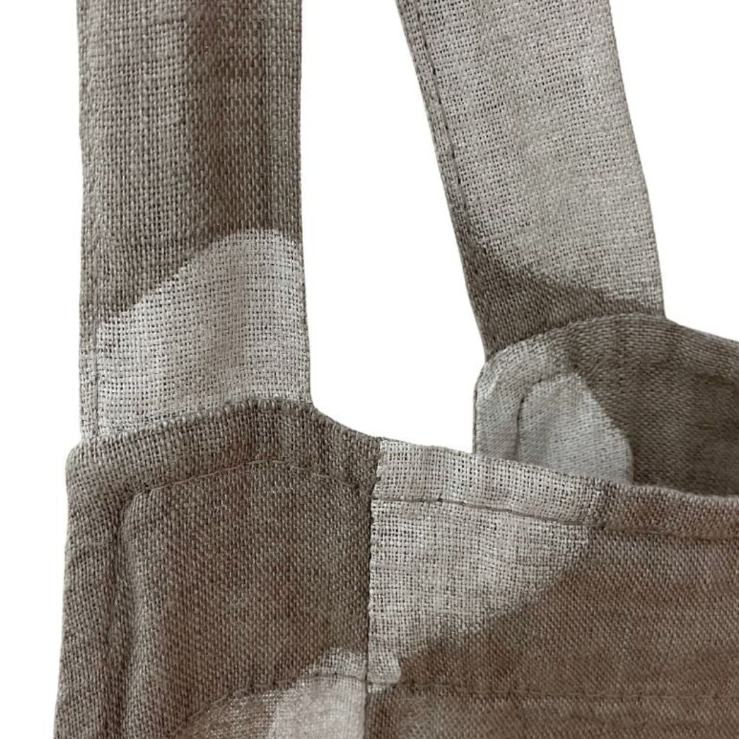 Dot Dress, shown in Taupe Dot. Featuring detail along the square neckline and the shoulder straps.