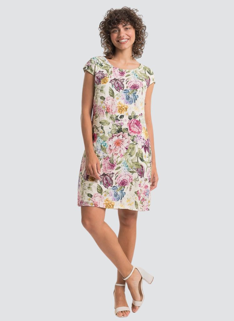 knee length spring dresses Print Dress TP1764-85 LL-26 Headpiece:Bow 4 Applique A-Line Pink Chiffon formal dresses for weddings. 15½ 32/33