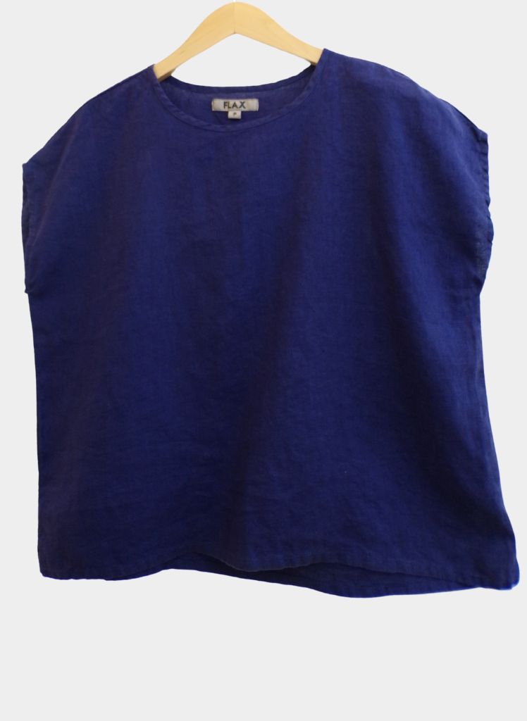 Mia Tee, shown in Indigo.  100% Solid Linen.