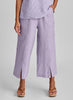 Modern Floods, shown in solid Thistle (lavender).  Model is 5'9" tall, wearing size Small.  100% European Linen.