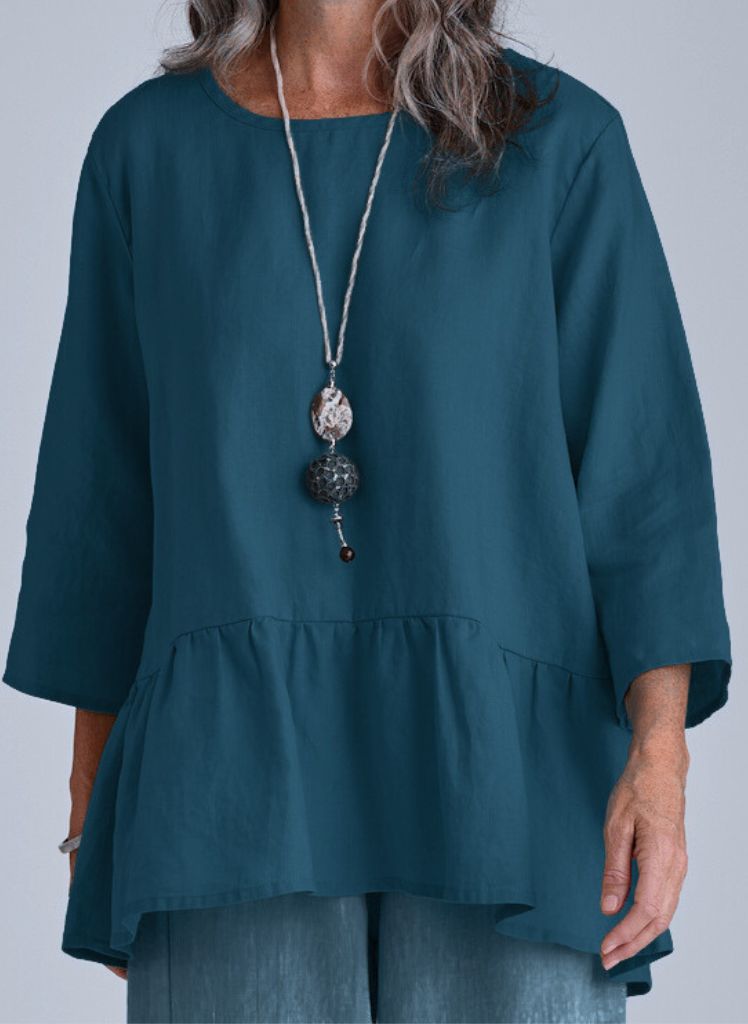 Peplum Tunic, shown in Dark Teal, size Small.