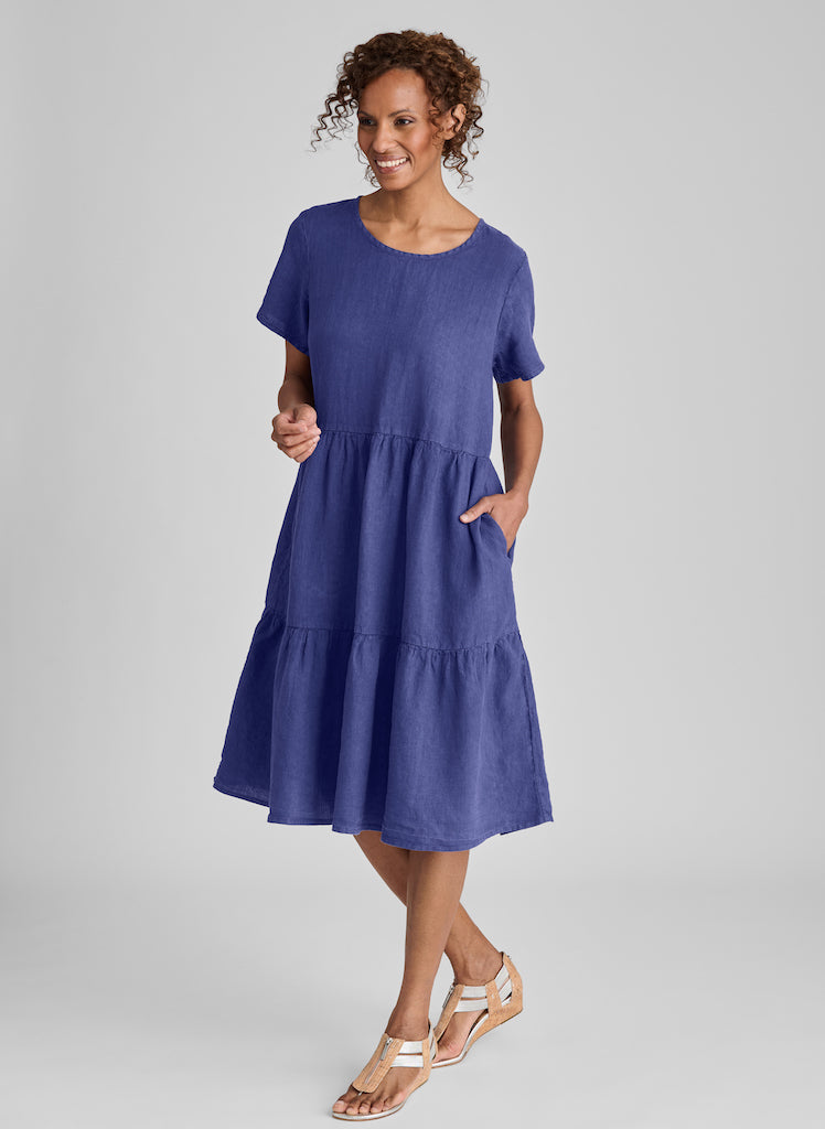 Ruthies Dress, shown in Blueberry, size Small on 5'10" model.