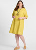 Simple Dress, shown in solid Goldenrod.  Model is 5'9" tall, wearing size Medium.