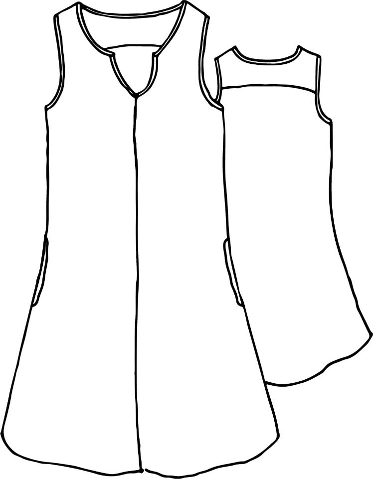 True Dress (detailed sketch shown of front and back).  100% European Linen, Machine Washable.