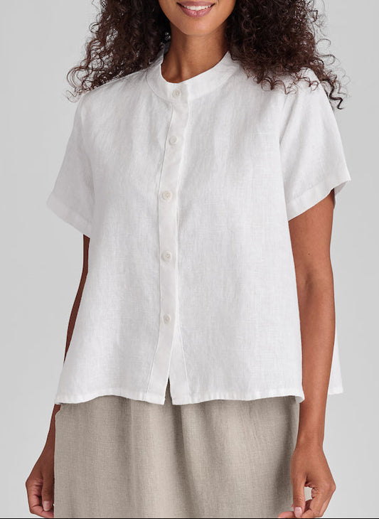 Zdenka Blouse, shown in White, size Small. 100% Medium-weight European Linen.