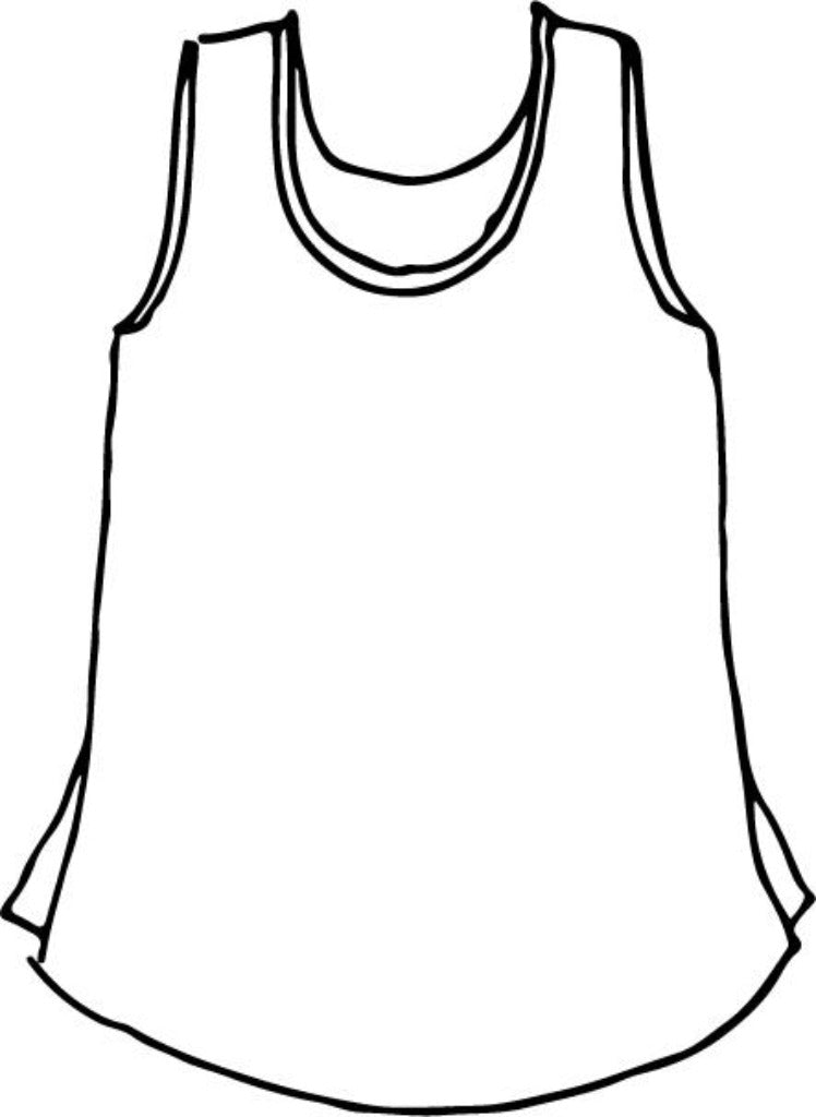 Fundamental Tank (sketch shown) - round scoop neckline, ample shoulder coverage, a-line shape with side slits, finishes hip length.