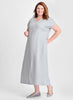 Yara Dress, shown in Silver.  100% Linen, FLAX Core 2023.  Model is 5'9" tall, wearing size Medium.