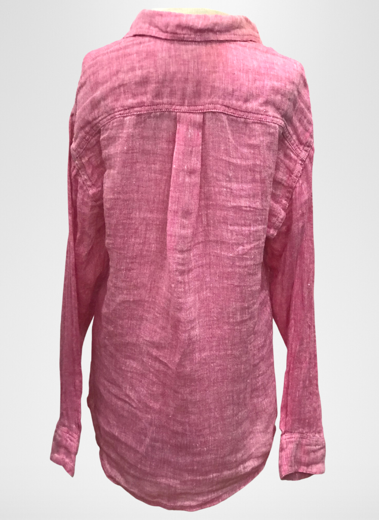 Mens Shirt, shown on the reverse, in Magenta Gauze. (100% Linen Gauze)