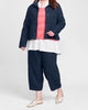 Military Jacket (Midnight) + Cropped Pullover (Watermelon Pucker) + Skyline Blouse (White) + Seamly Pant (Midnight), FLAX Core 2022.