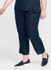 Pocketed Ankle Pant, shown in Midnight (Navy), 100% Linen.