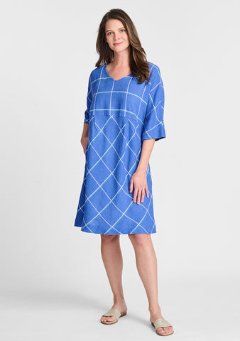 Dolman Dress (shown in Royal Tattersall), Model is 5'9" tall, wearing size Small.