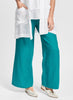 Flowing Pant (shown in Mediterranean), Model is 5'9" tall. 100% Linen, In Solid Colors, Women's regular and plus sizes, FLAX Weddings 2022.
