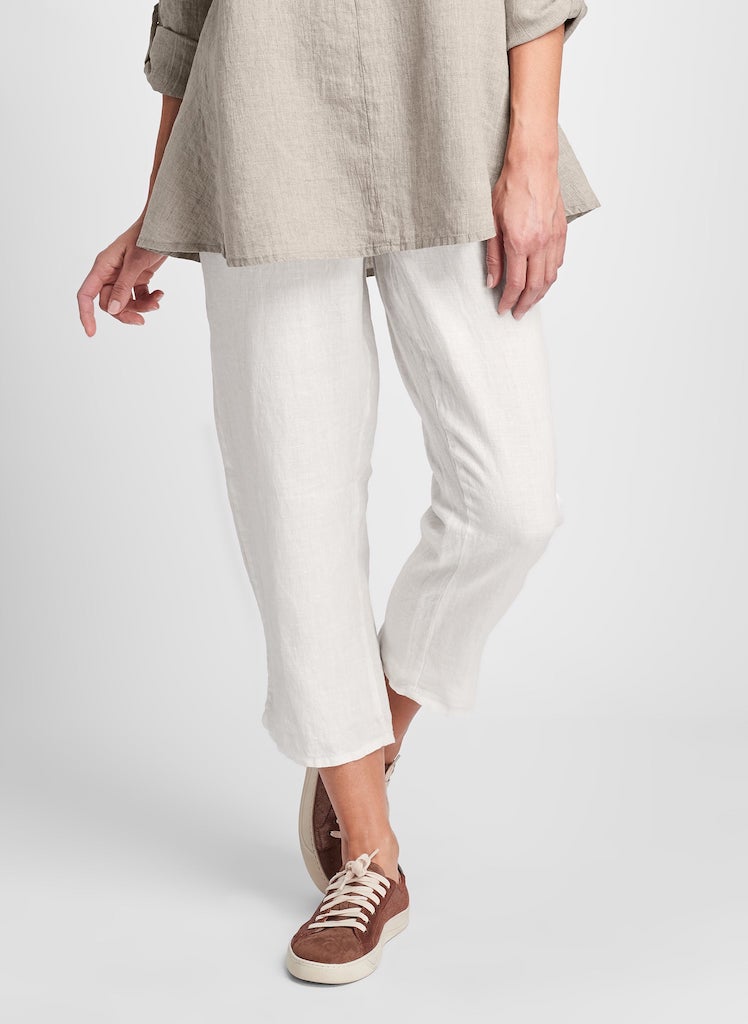 Pocketed Ankle Pant, shown in Cream.