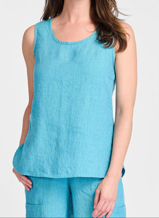 Select Tank, shown in Cyan Yarn Dye.  Model is wearing size Small.