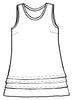 Tuck Tunic, detailed sketch shown.  A sleeveless tunic, with a round neckline, bust darts for shaping, featuring a series of 3 pintucks along the hemline.  100% Linen..