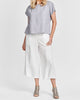 Starling Top (in Platinum) + Daylily Pant (in White), 100% Linen, Model is approximately 5'9" tall.  