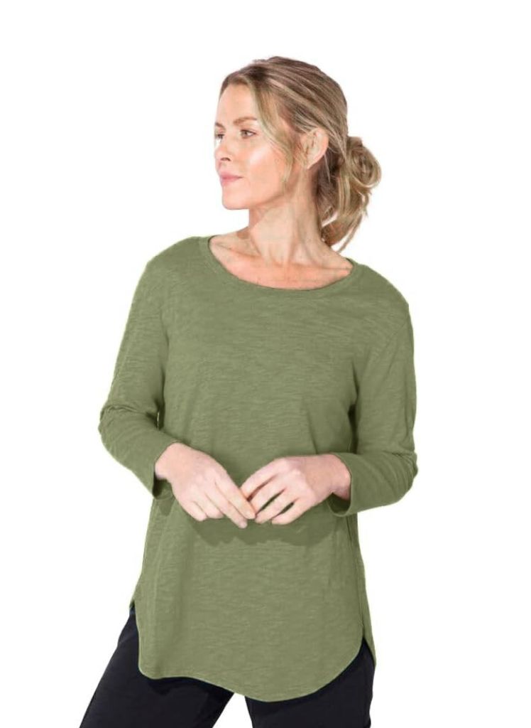 Hi Low Tee, shown in Olive, size Small.  100% Cotton Slub.