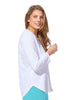 Hi Low Tee, shown in White (featuring the side), size Small.  100% Cotton Slub.