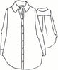 Afternoon Cover, detailed sketch shown.  An oversized button down blouse, with long sleeves and button cuffs, with back yoke detail, and a shirttail hem, 100% Linen.