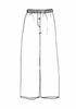 Box'd Down pajama pant, detailed sketch shows full elastic waist, button fly detail, wide and full-length pant legs.