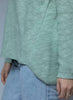 Crew Neck Sweater, shown in Sage, one size.  100% Cotton, Machine Washable.