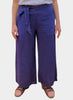 Obi Pant, shown in Indigo, size Small.  Model is approximately 5’4” tall.  100% Linen.