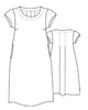 Tuck Back Dress, sketch shown.  Reverse side features unique and feminine pin tuck detail.