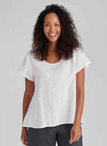 Weightess Tee, shown in White, size Small.  100% European Linen.