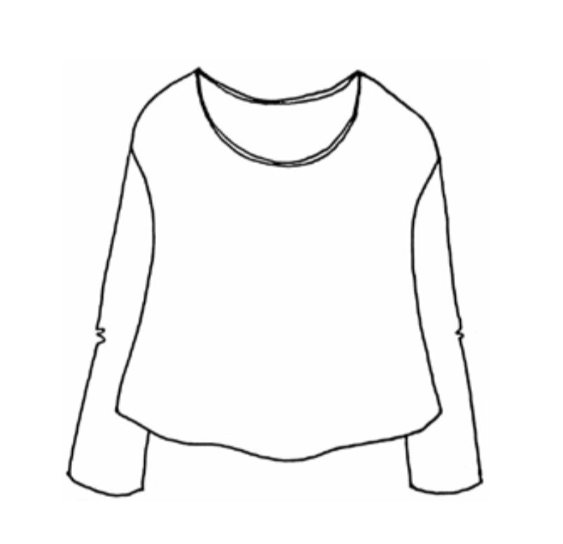 Easy Tee, sketch shown.  Relaxed Linen pullover, 100% European Linen.