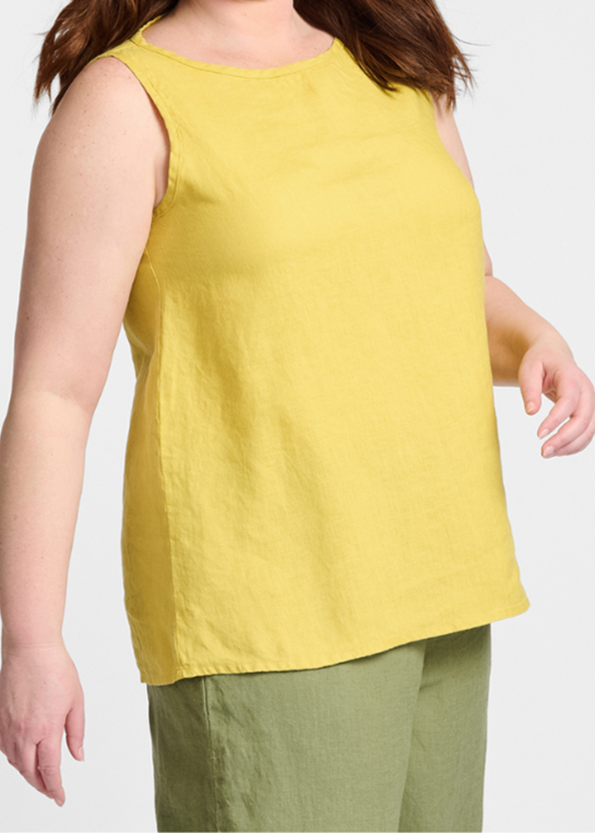 Layer Tank, shown in solid Goldenrod.  Model is 5'9" tall, wearing size Medium