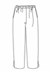 Tapered Pant, detailed sketch.  Full elastic waist, 2 side pockets, ankle length (or just above) depending on your height, finished with hem slits.