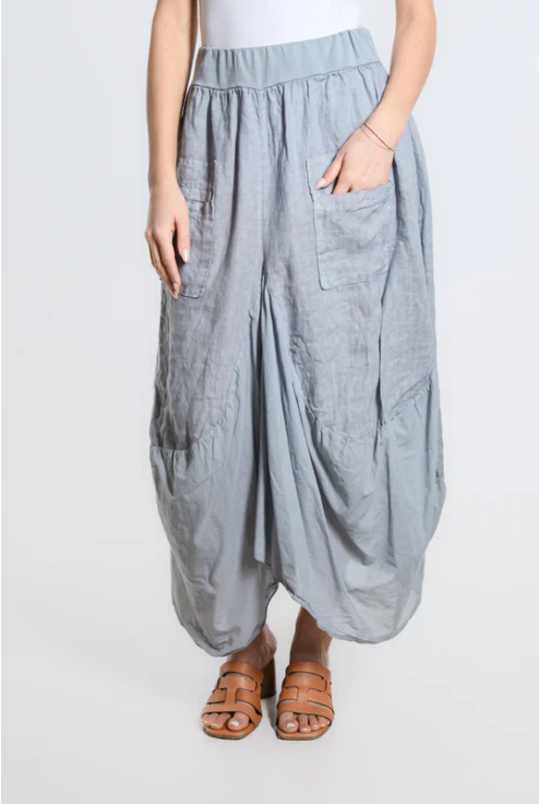 Brenna Cotton/Linen Bunched Pocket Skirt * 6 Solid Colors * TS
