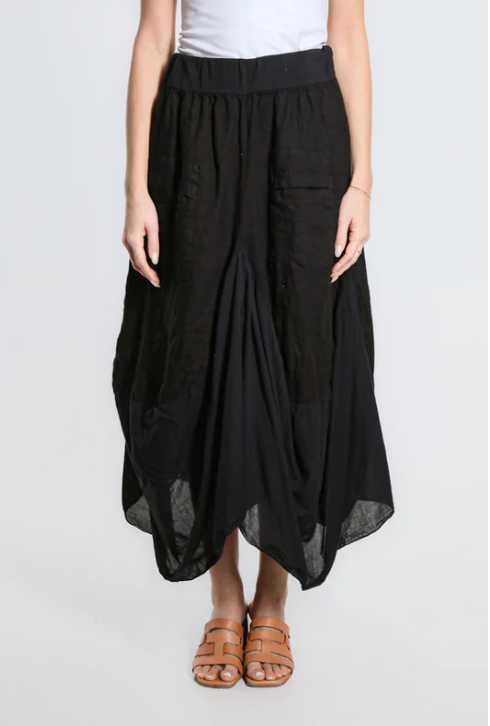 Brenna Cotton/Linen Bunched Pocket Skirt * 6 Solid Colors * TS