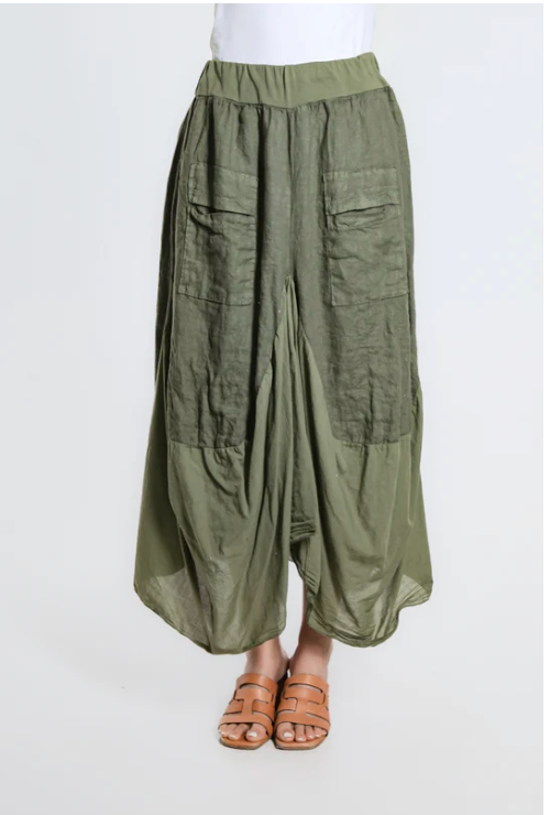 Brenna Cotton/Linen Bunched Pocket Skirt * 6 Solid Colors * TS