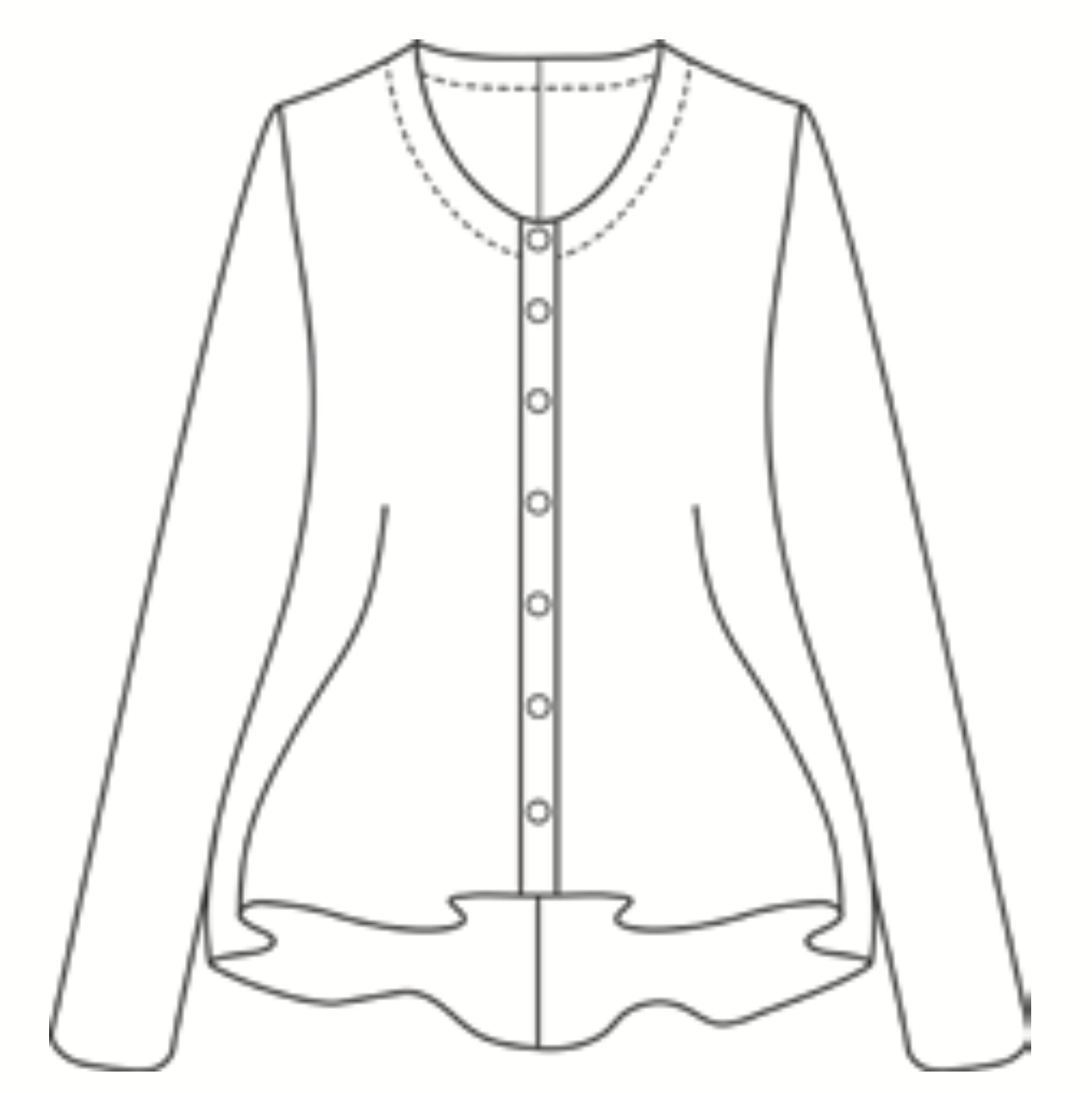 Beneficial Blouse, detailed sketch shown.  100% European Linen, with natural corozo buttons.