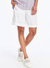 Shorty (shorts), shown in White, size Small on 5'10" model.  Note: This photo is showing the all-over crinkled effect, which you can achieve by using the "twist and tie" method after laundering.  
