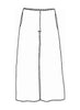 Sociable Floods, detailed sketch shown.  Features Flat Front waist with elastic in back, elegant wide pant legs, two hidden side seam pockets.  Finishes just below the ankle (a little longer than the traditional floods), depending on your height. 