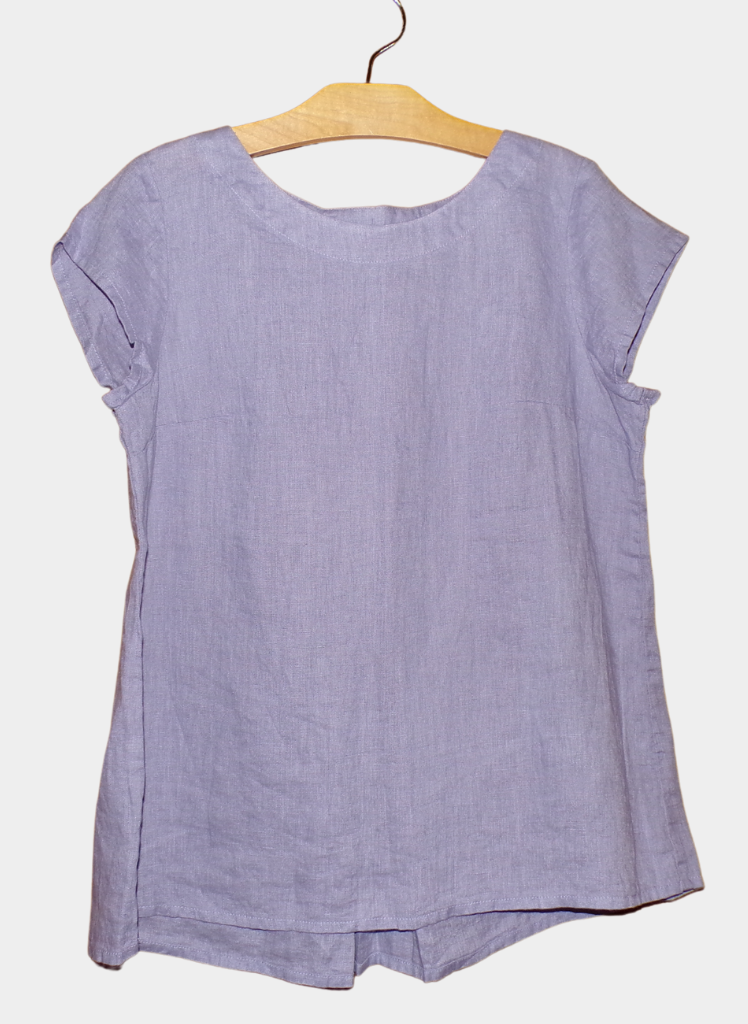Tuck Back Tee, shown in Thistle.  100% European Linen, Machine Washable.